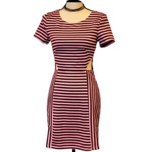 ♡♡♡♡ Cut Out Sides Pencil Candy Stripe Dress Short Seeve sz Small